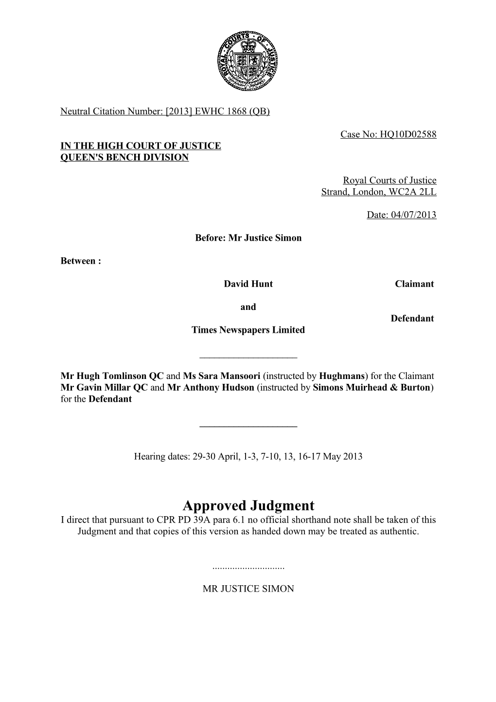 High Court Judgment Template s4
