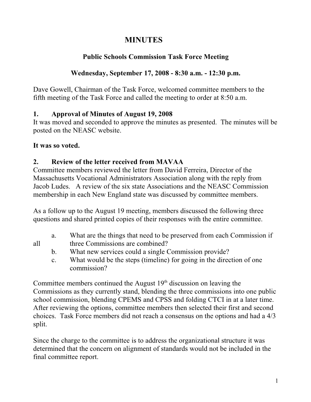 Public Schools Commission Task Force Meeting
