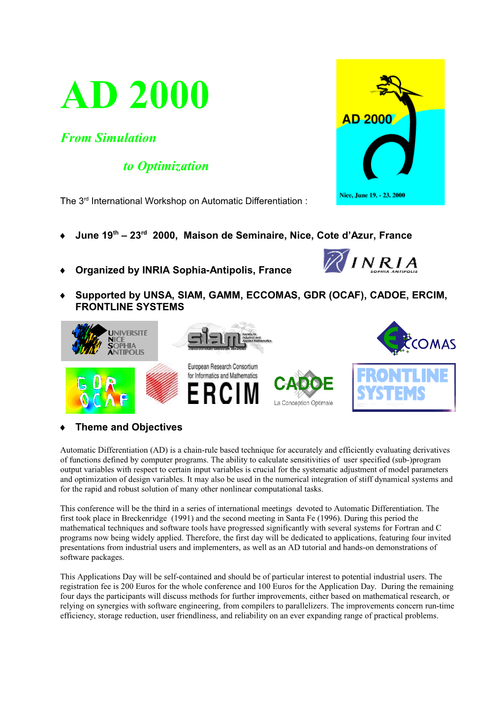 The 3Rd International Workshop on Automatic Differentiation