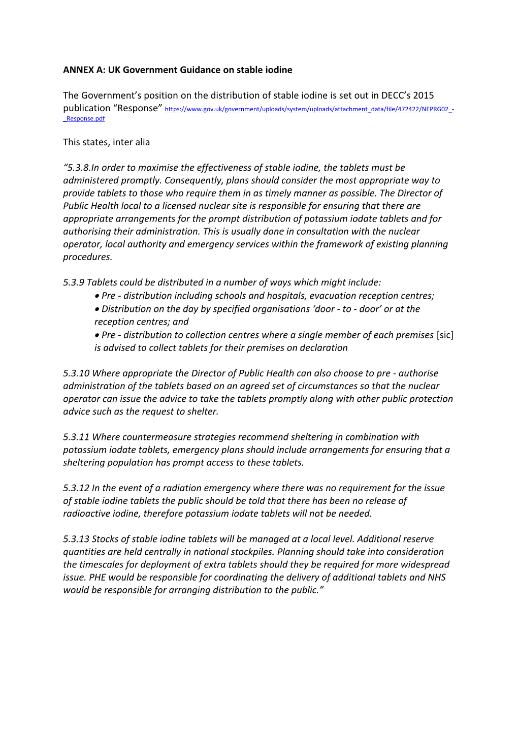 ANNEX A: UK Government Guidance on Stable Iodine