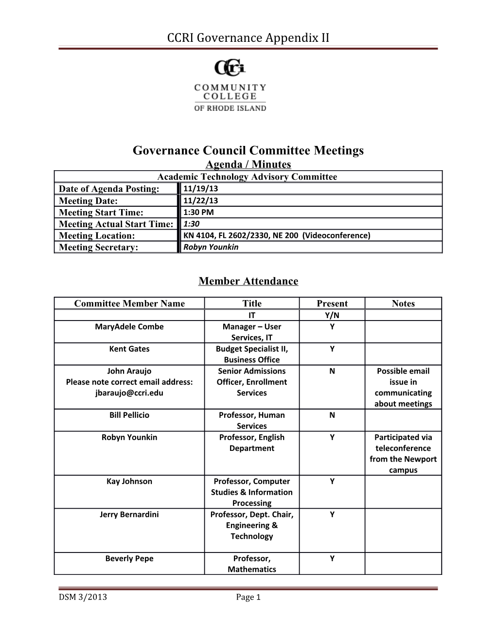 CCRI Governance Appendix II