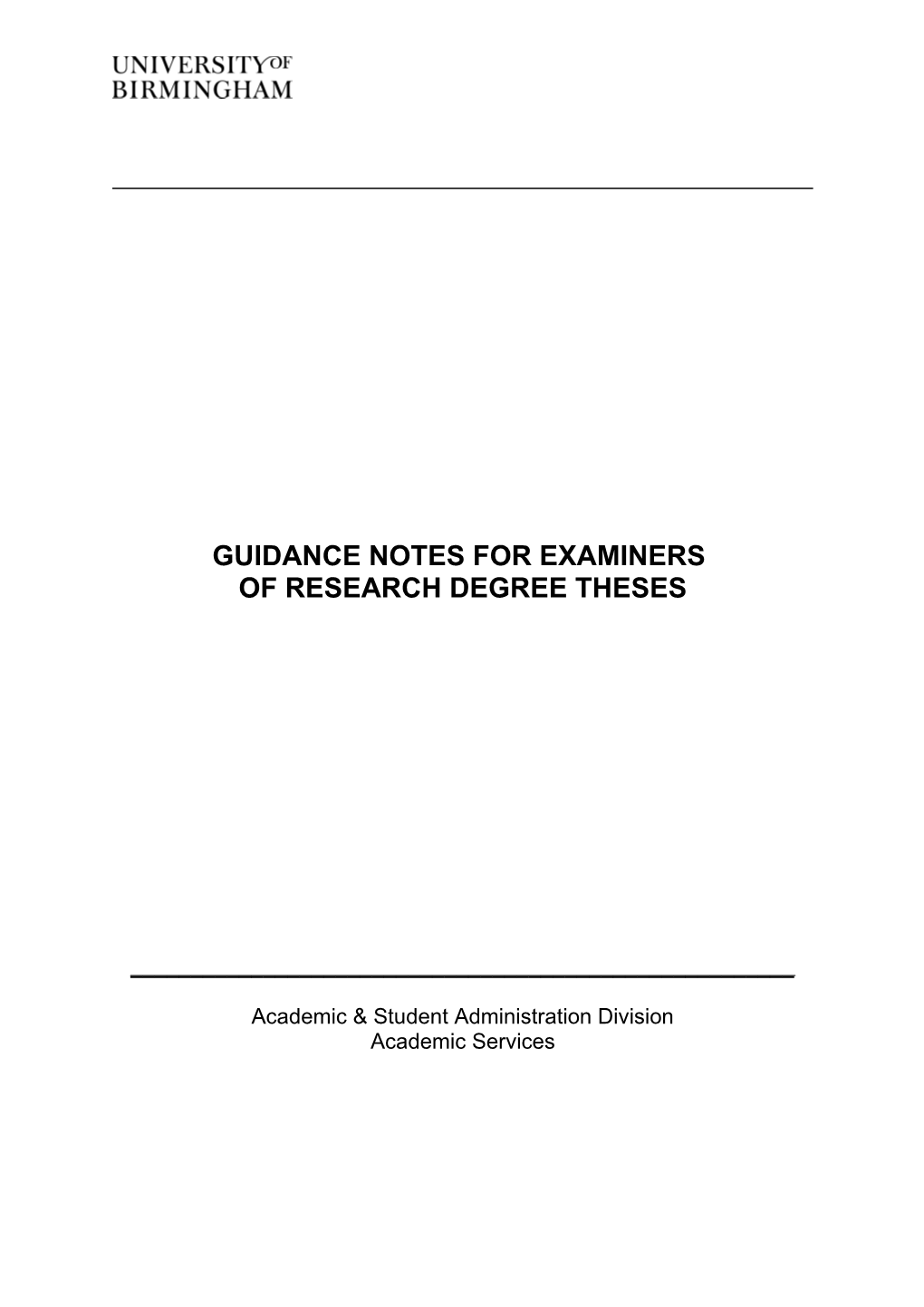 Guidance Notes for Examiners