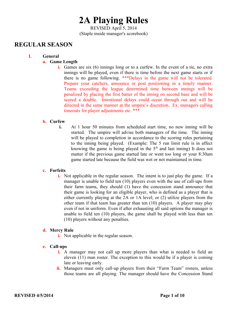 Major National Rules at a Glance