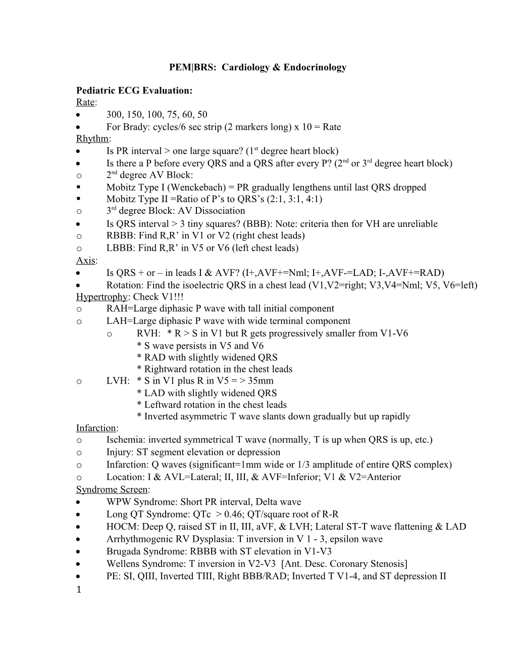 PEM BRS: Cardiology & Endocrinology