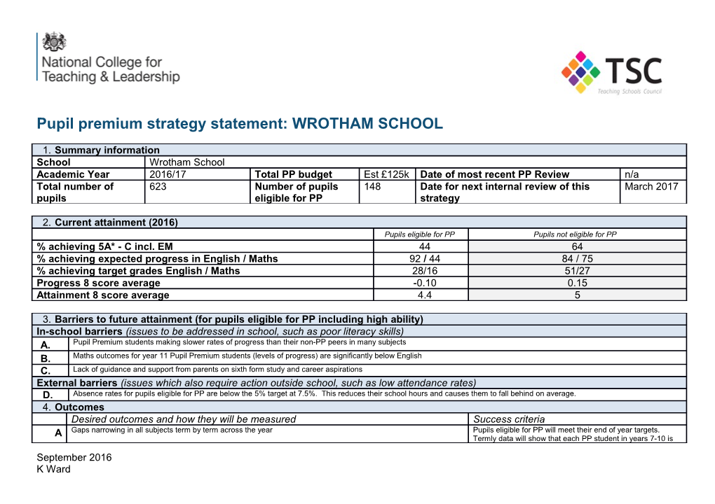 PP Strategy Statement Complete Example for Secondary Schools