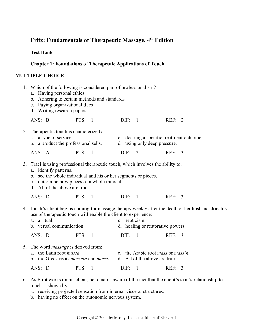 Fritz: Fundamentals of Therapeutic Massage, 4Th Edition