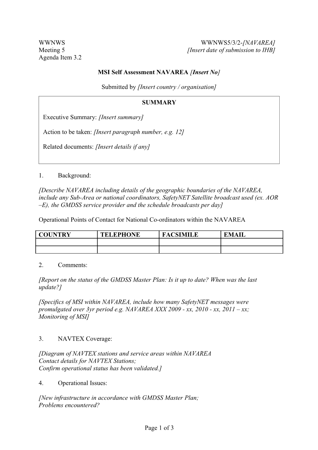 Meeting 5 Insert Date of Submission to IHB