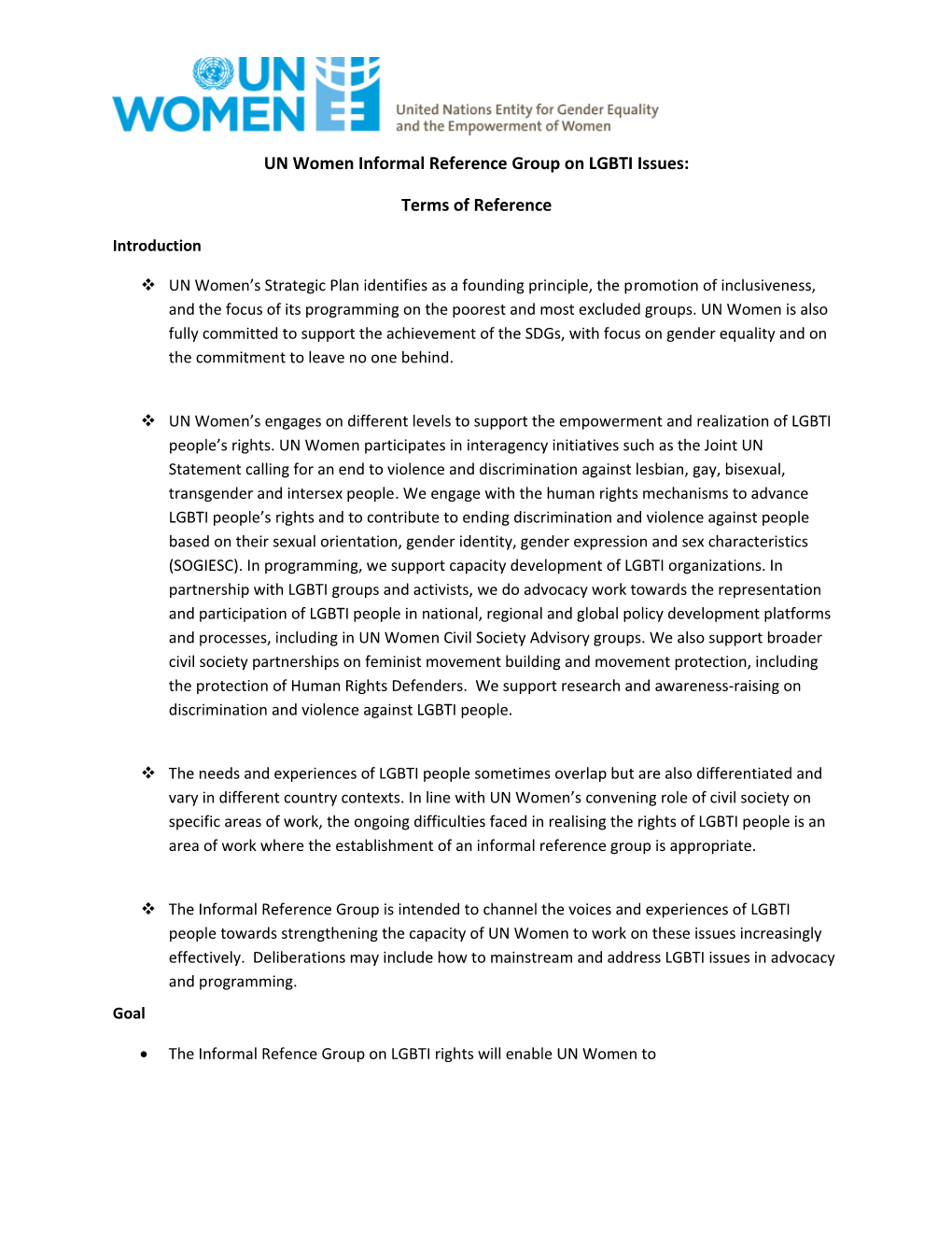 UN Women Informal Reference Group on LGBTI Issues