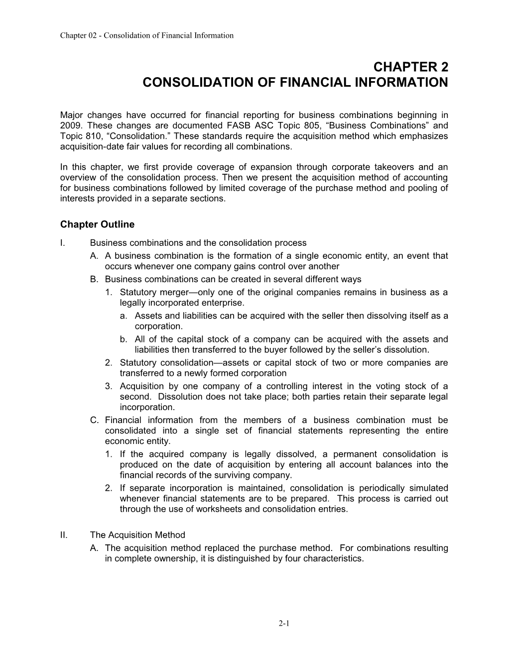 Chapter 02 - Consolidation of Financial Information