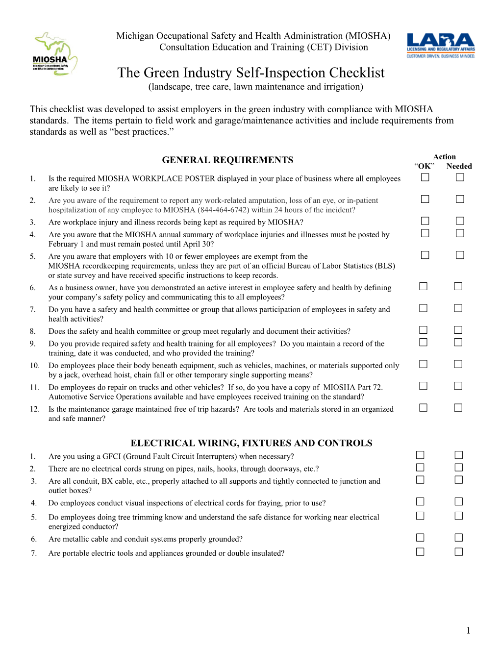 The Green Industry Self-Inspection Checklist