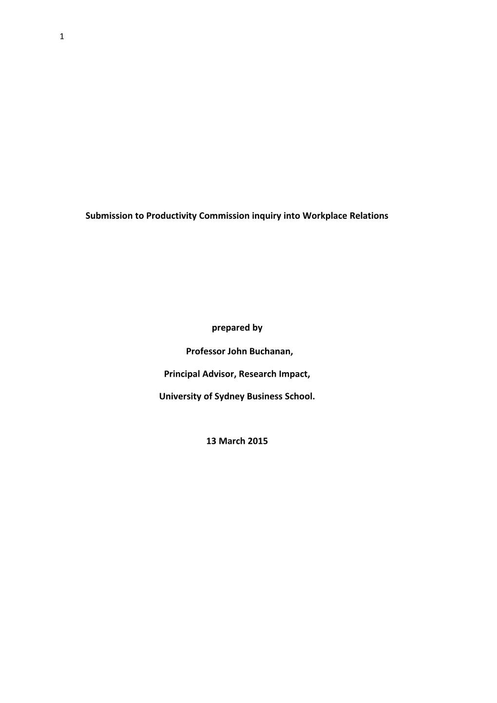 Submission 131 - John Buchanan - Workplace Relations Framework - Public Inquiry