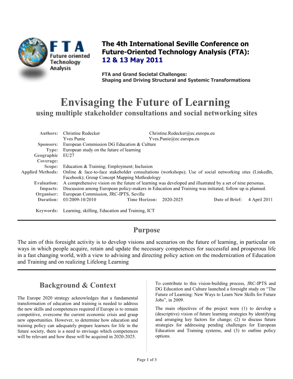 Envisaging the Future of Learning