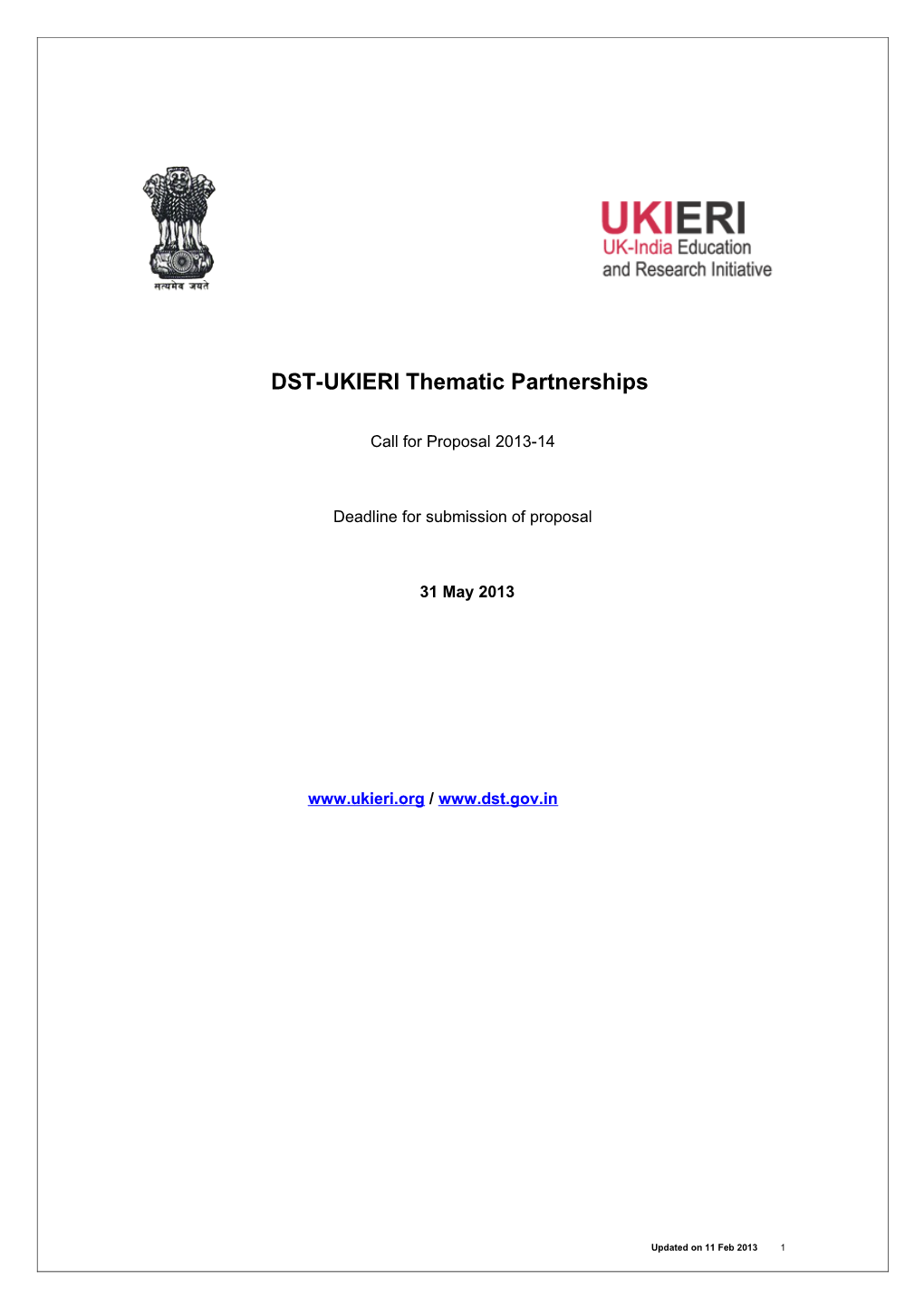 DST-UKIERI Thematic Partnerships