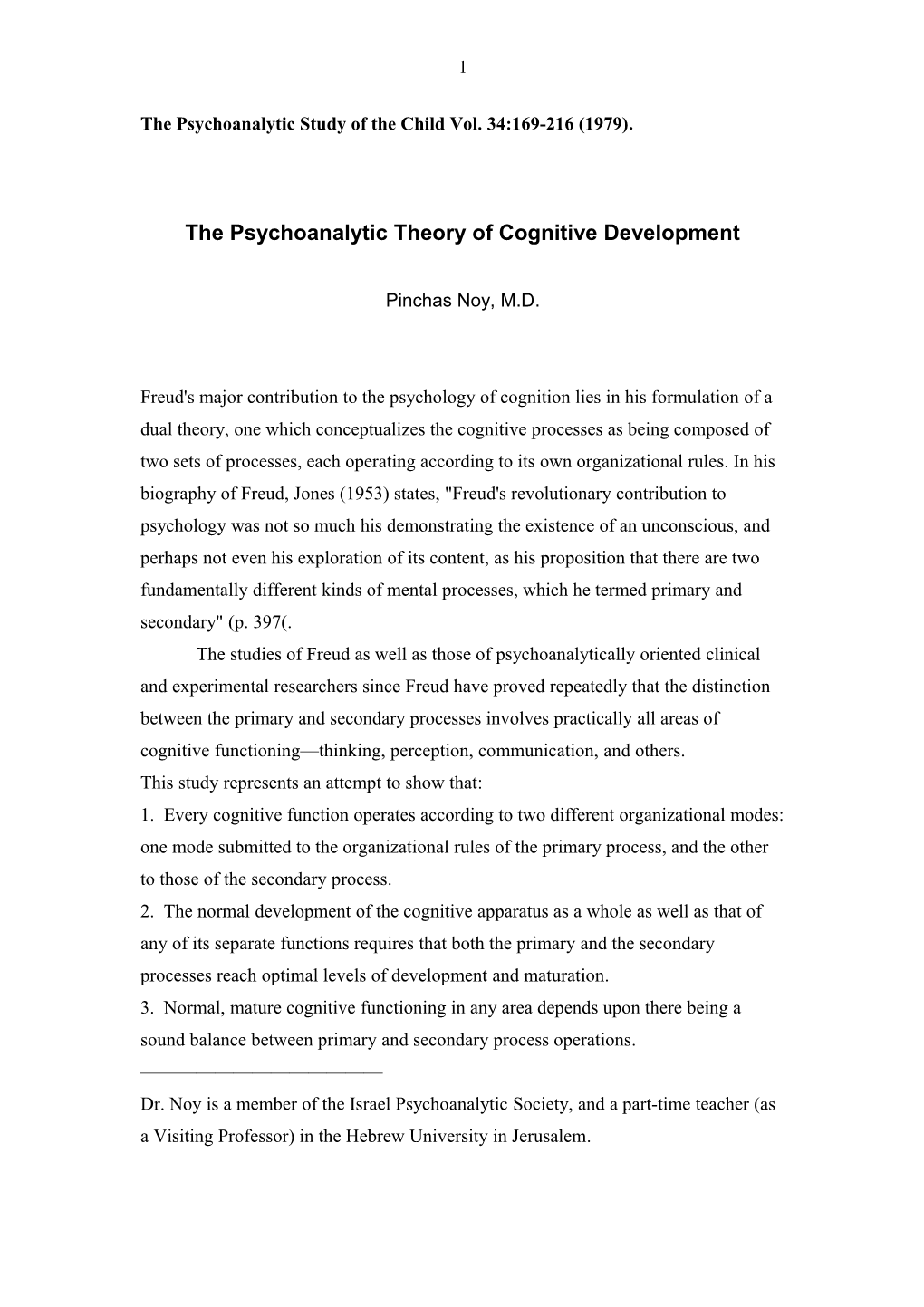 The Psychoanalytic Study of the Child Vol. 34:169-216 (1979)