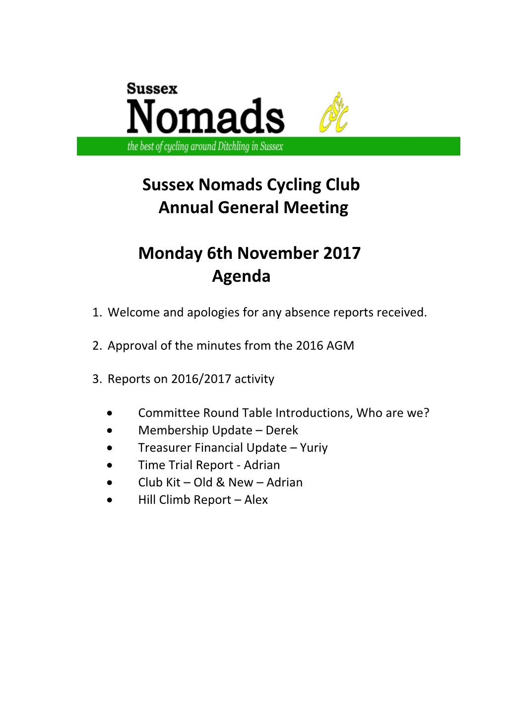 Outline Annual General Meeting Agenda