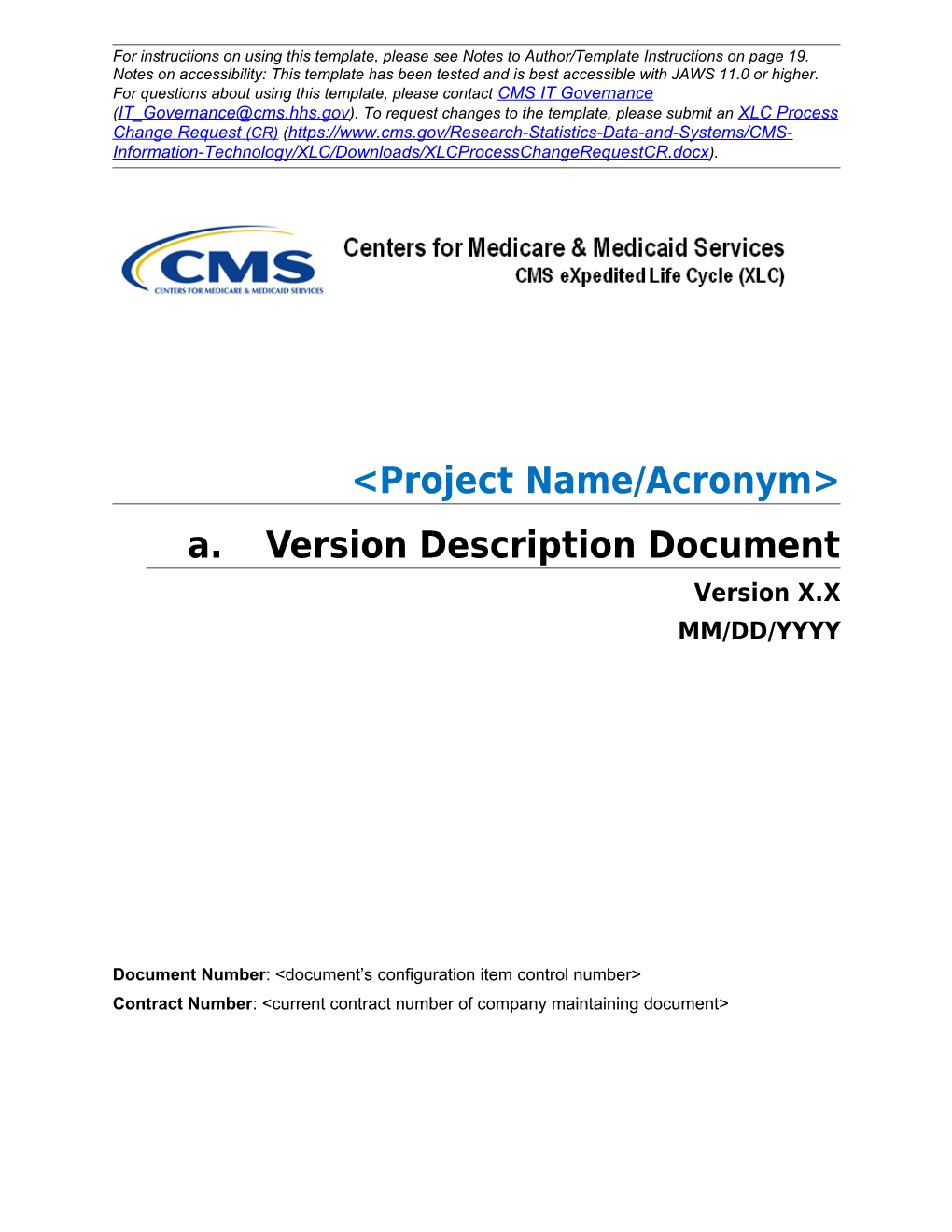 Version Description Document (VDD) Template