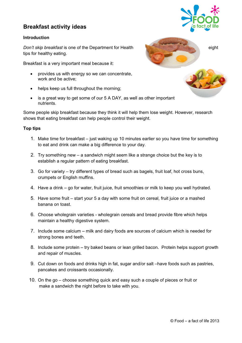 Don T Skip Breakfast Is One of the Department for Health Eight Tips for Healthy Eating