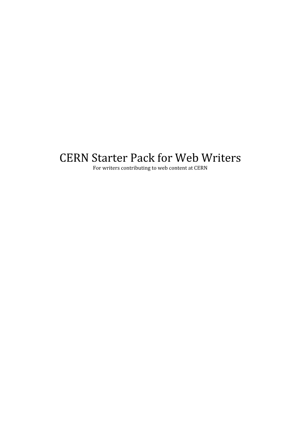 CERN Starter Pack for Web Writers