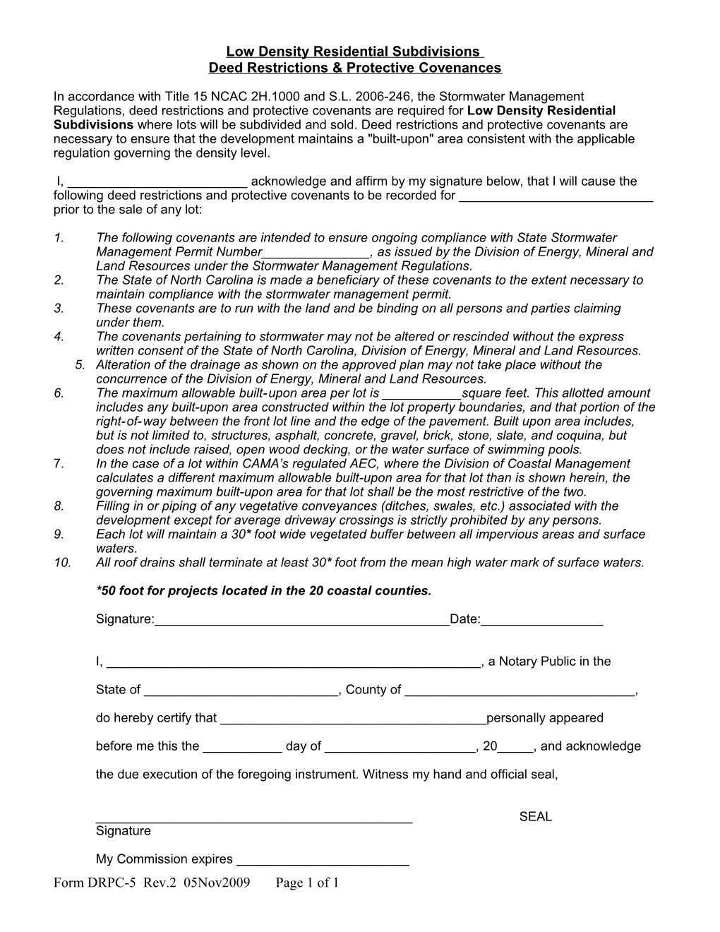 Information Pertaining to Deed Restrictions