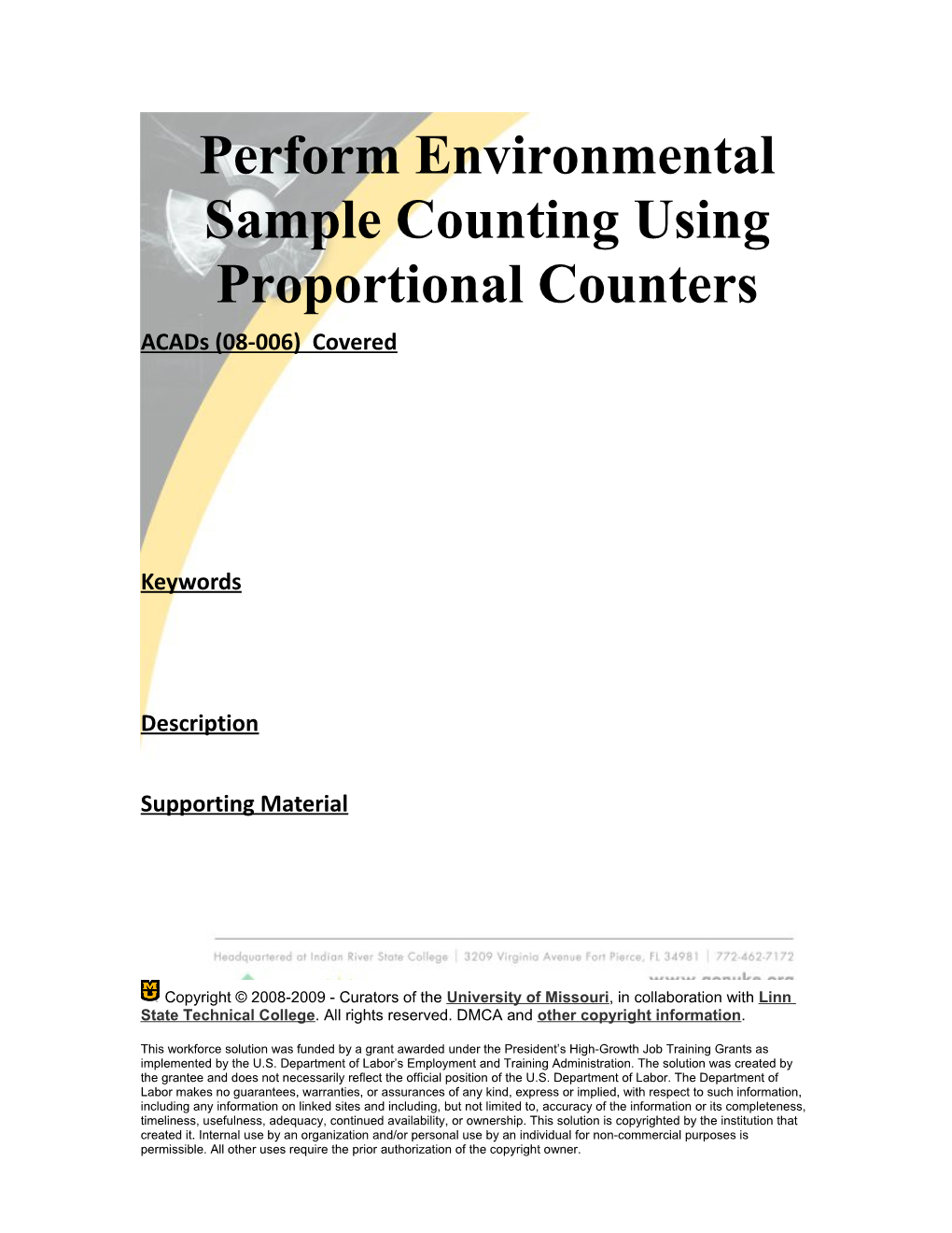 Module 6: Perform Environmental Sample Counting Using Proportional Counters