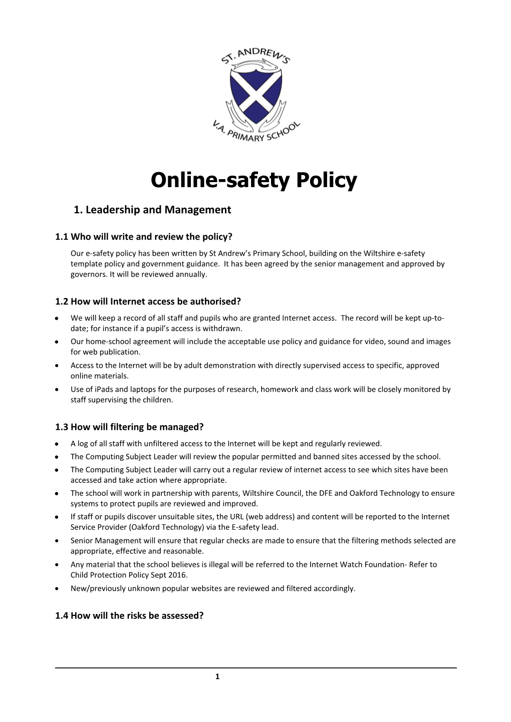 Acceptable Internet Policy Template