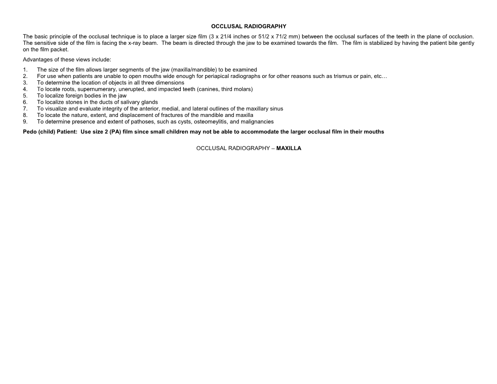 Occlusal Radiography
