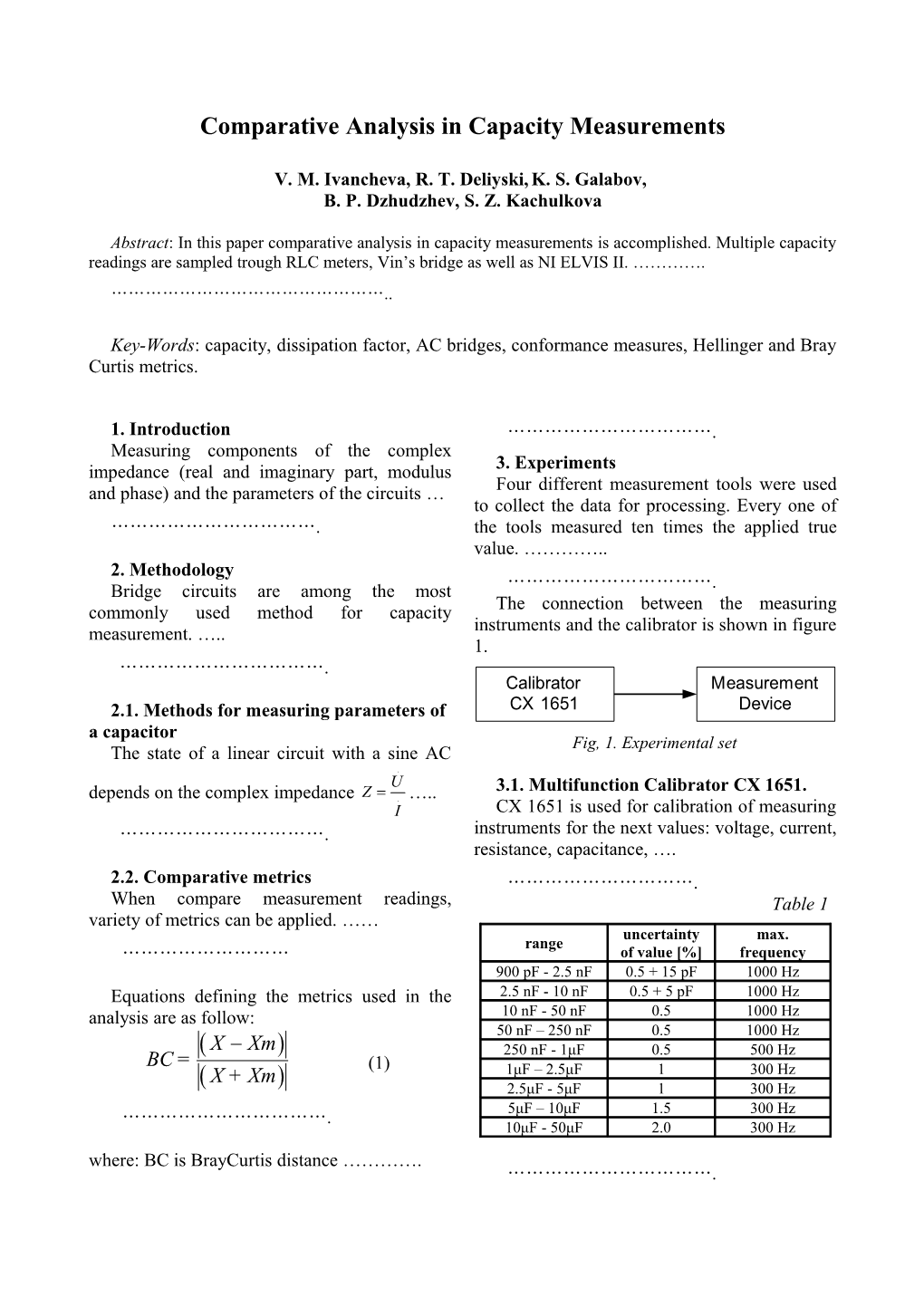 Comparative Analysis in Capacity Measurements