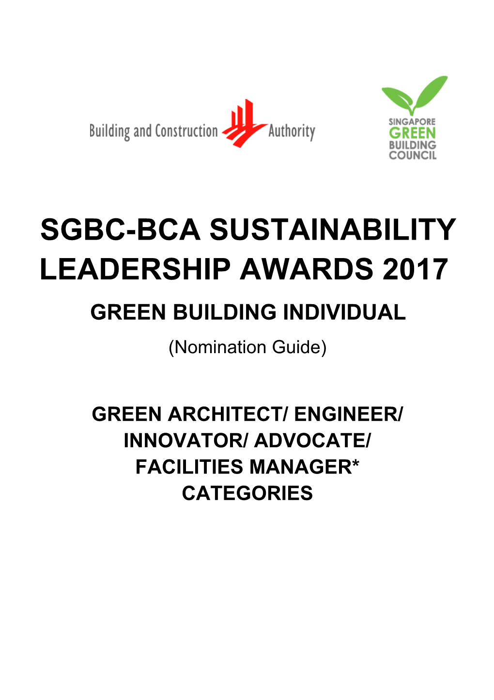 SGBC-BCA Sustainability Leadership Awards 2017