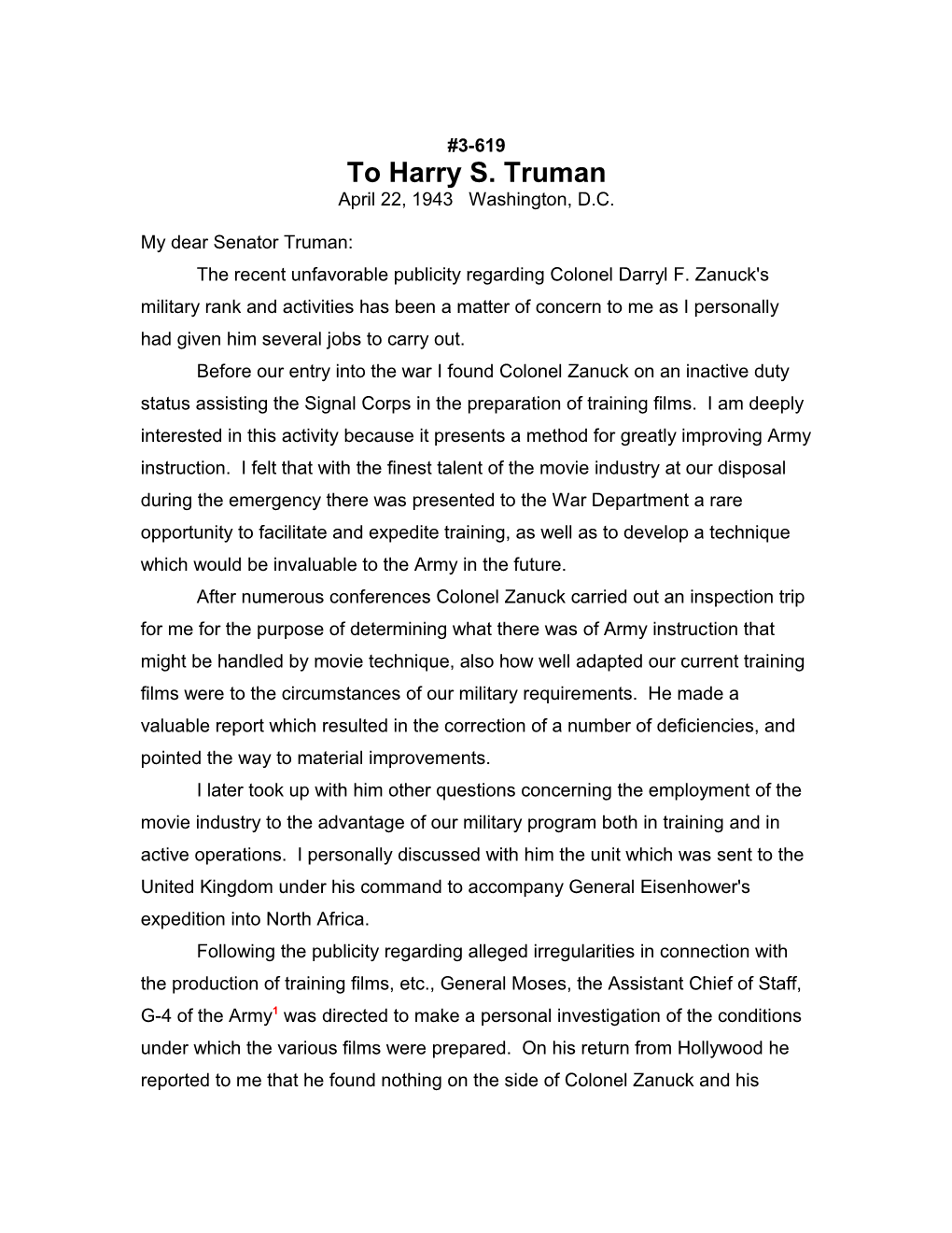 To Harry S. Truman