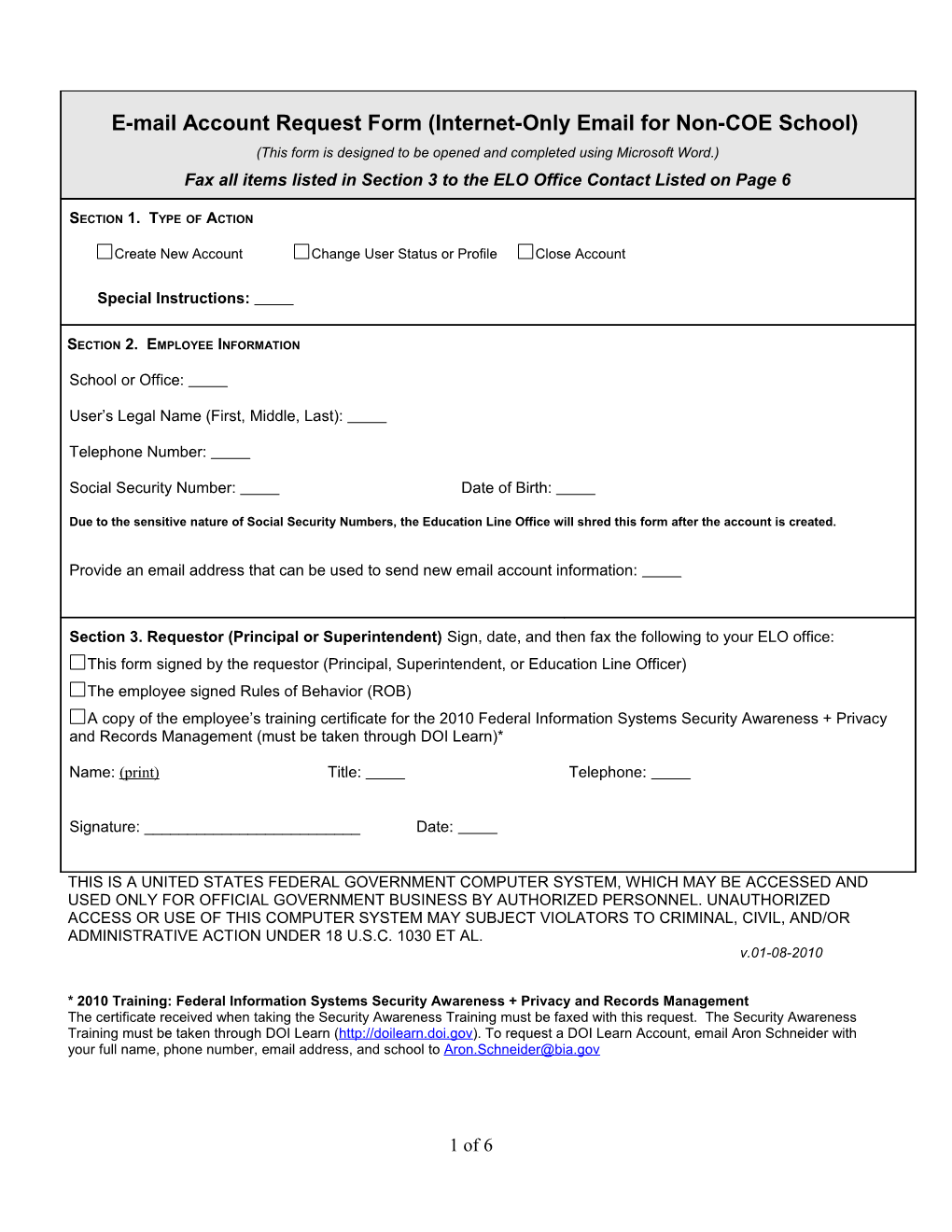 NASIS Account Change Request Form