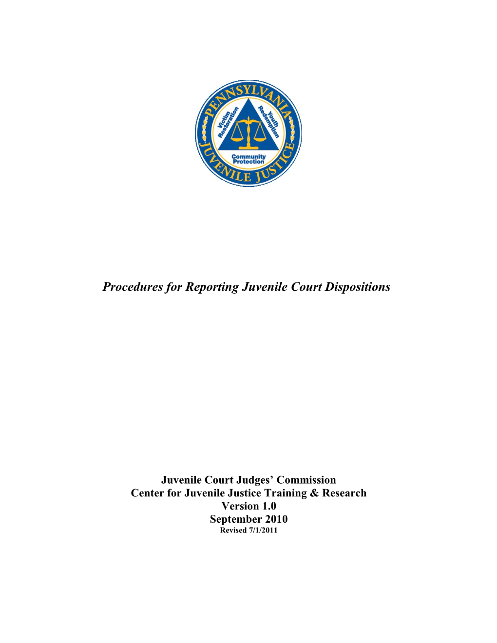 Procedures for Reporting Juvenile Court Dispositions