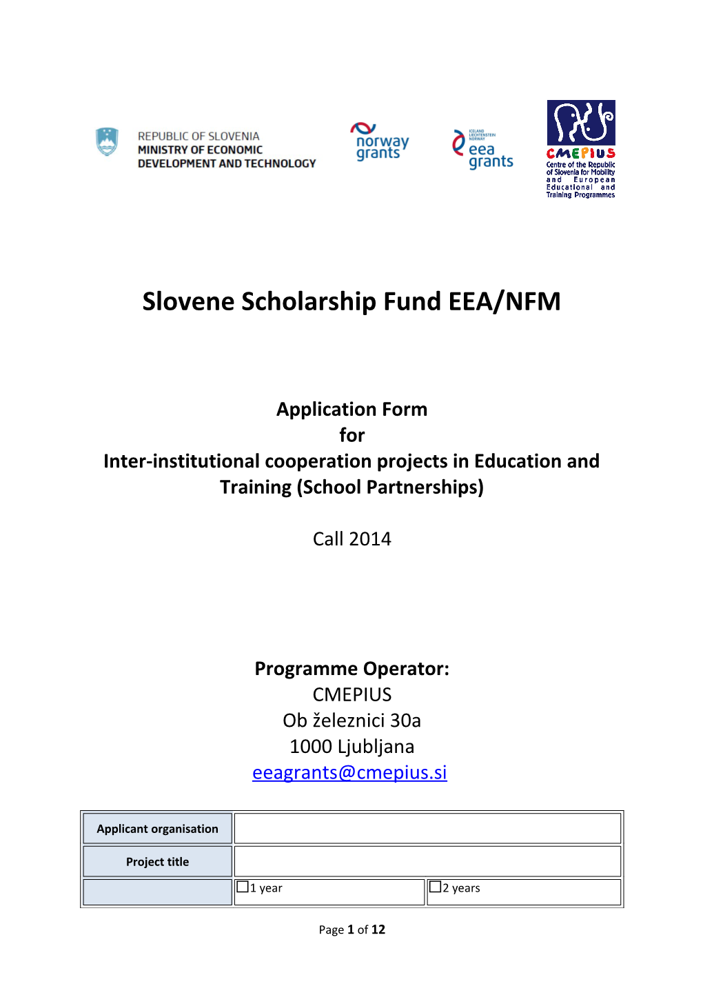 Slovene Scholarship Fund EEA/NFM