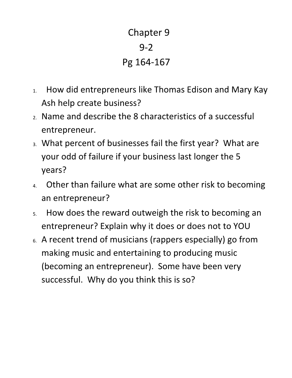 2. Name and Describe the 8 Characteristics of a Successful Entrepreneur