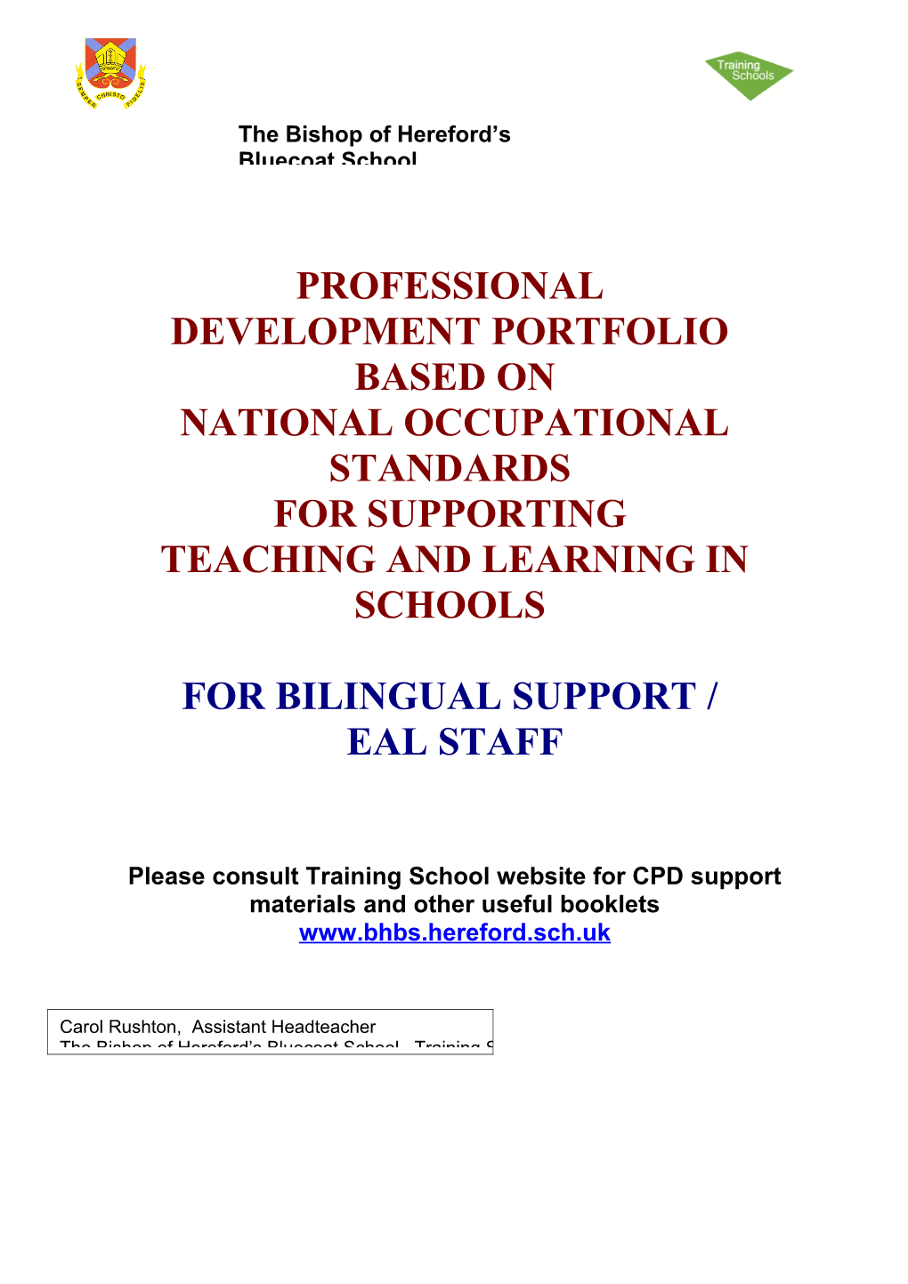 Bilingual Support EAL Staff PDP