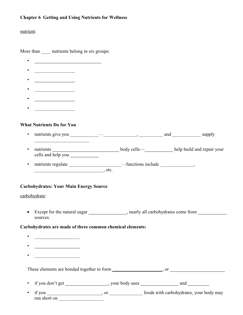 Chapter 6 Getting and Using Nutrients for Wellness