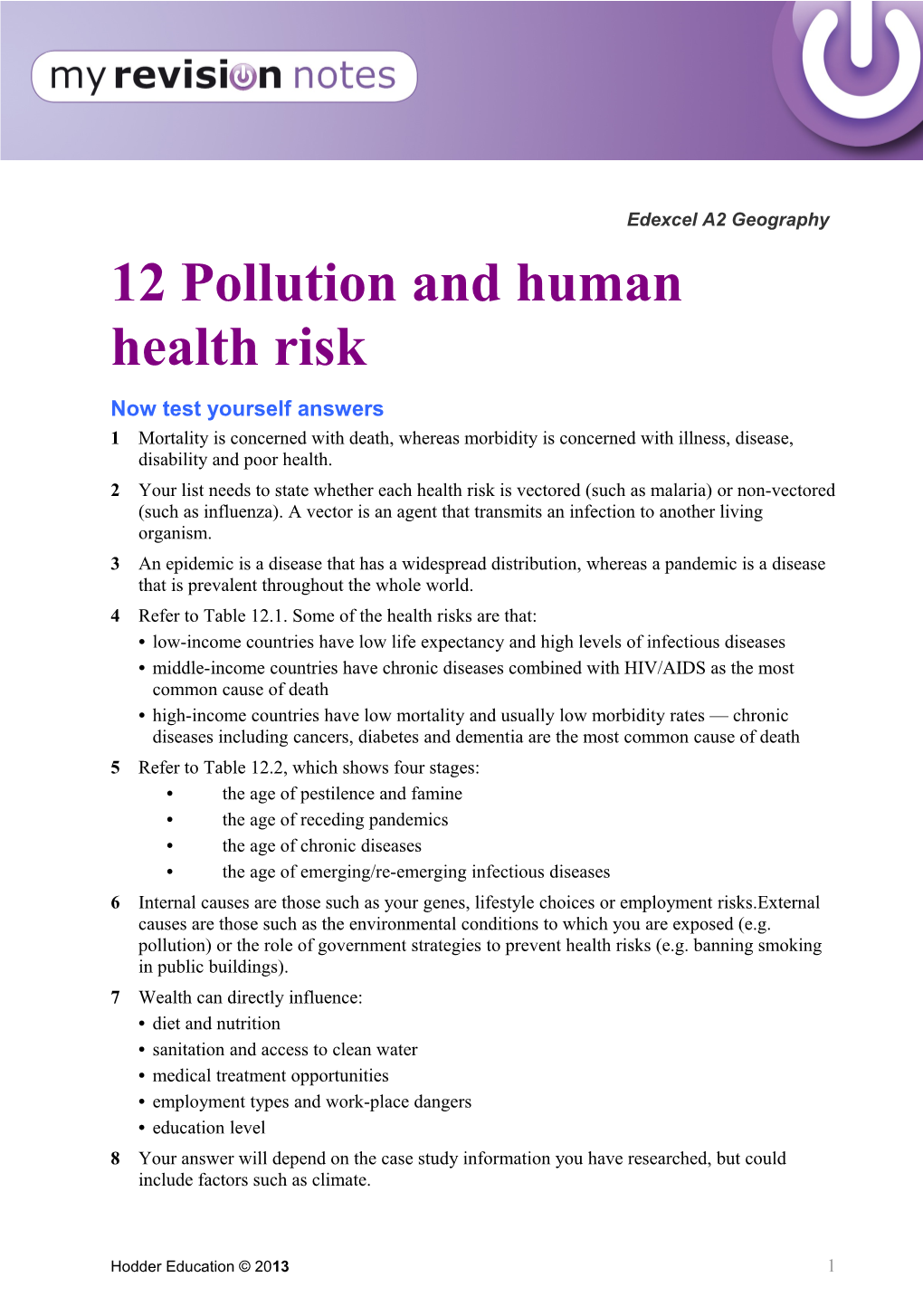 12 Pollution and Human Health Risk