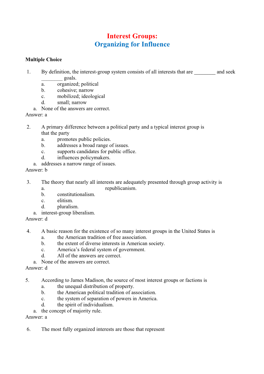 Interest Groups