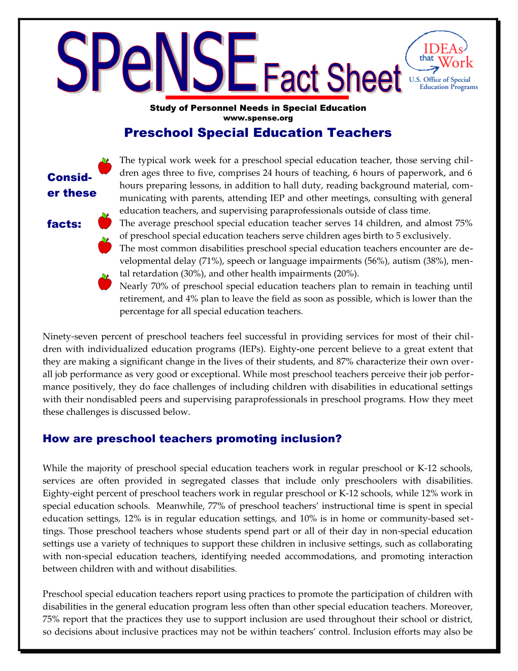 Study of Personnel Needs in Special Education