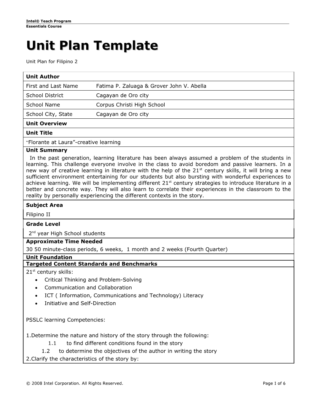 Unit Plan Template s27