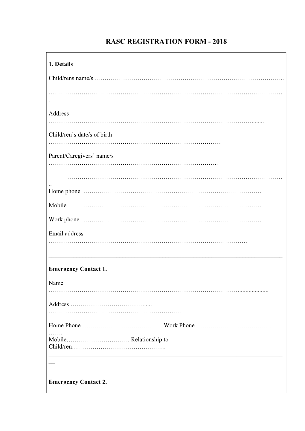 Rascregistration Form- 2018