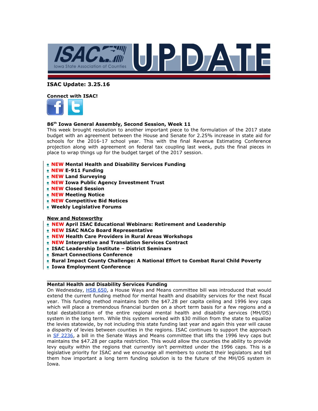 ISAC Legislative Update