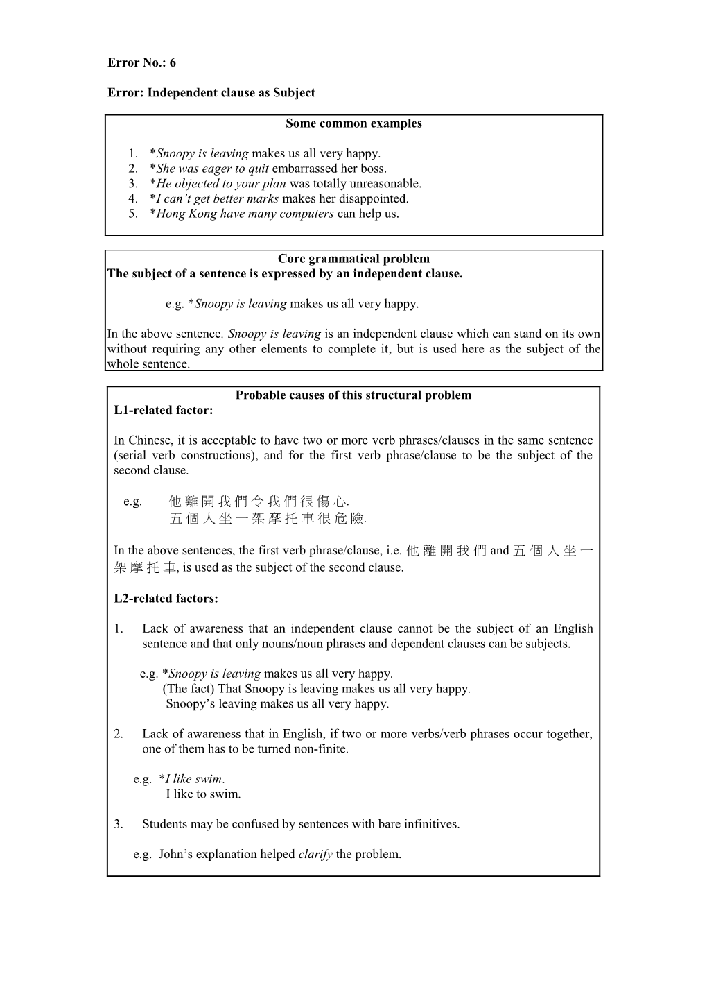 Grammaticality Judgment Questionnaire