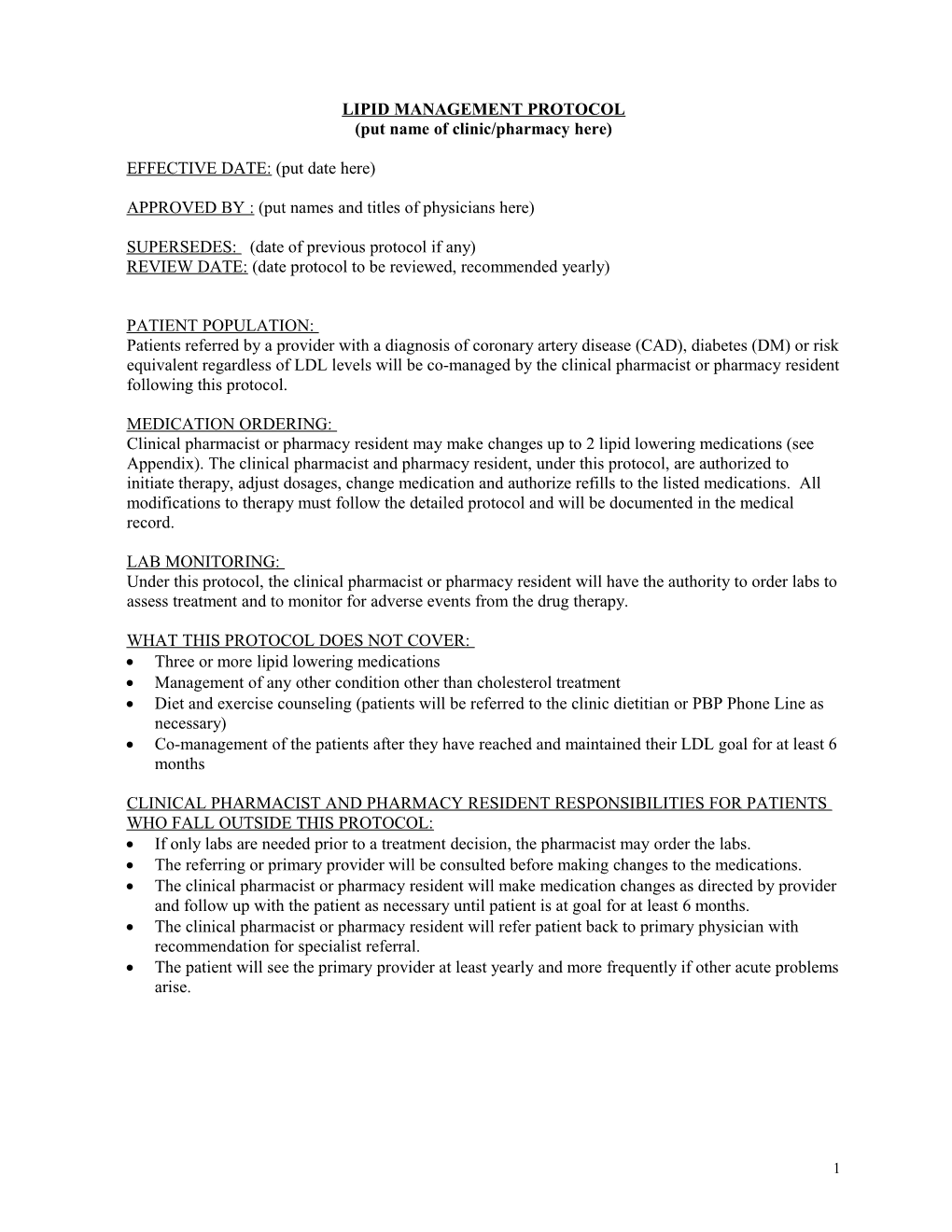 Lipid Management Protocol