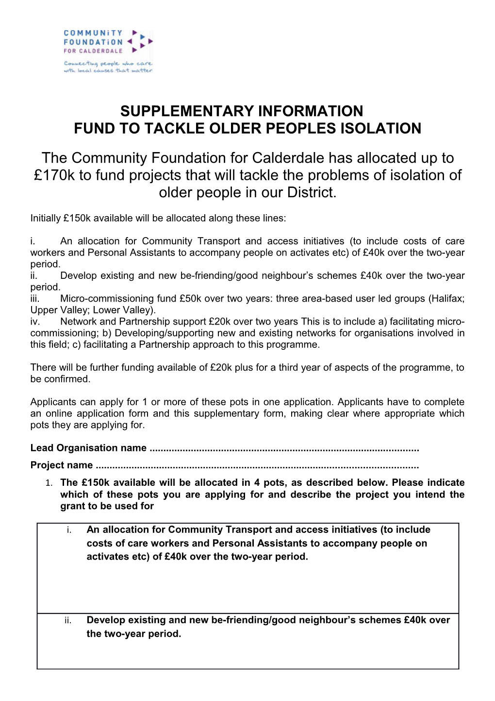Fund to Tackle Older Peoples Isolation