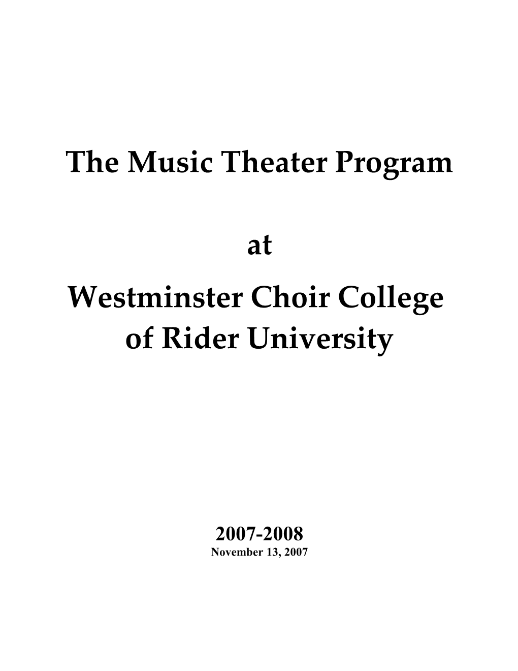 The Music Theater Program