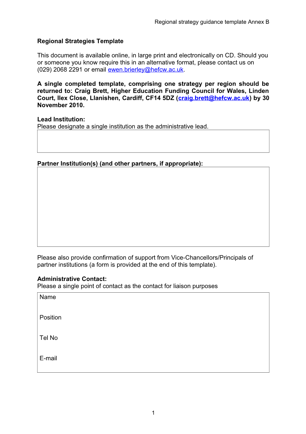 Regional Strategy Guidance Template Annex B