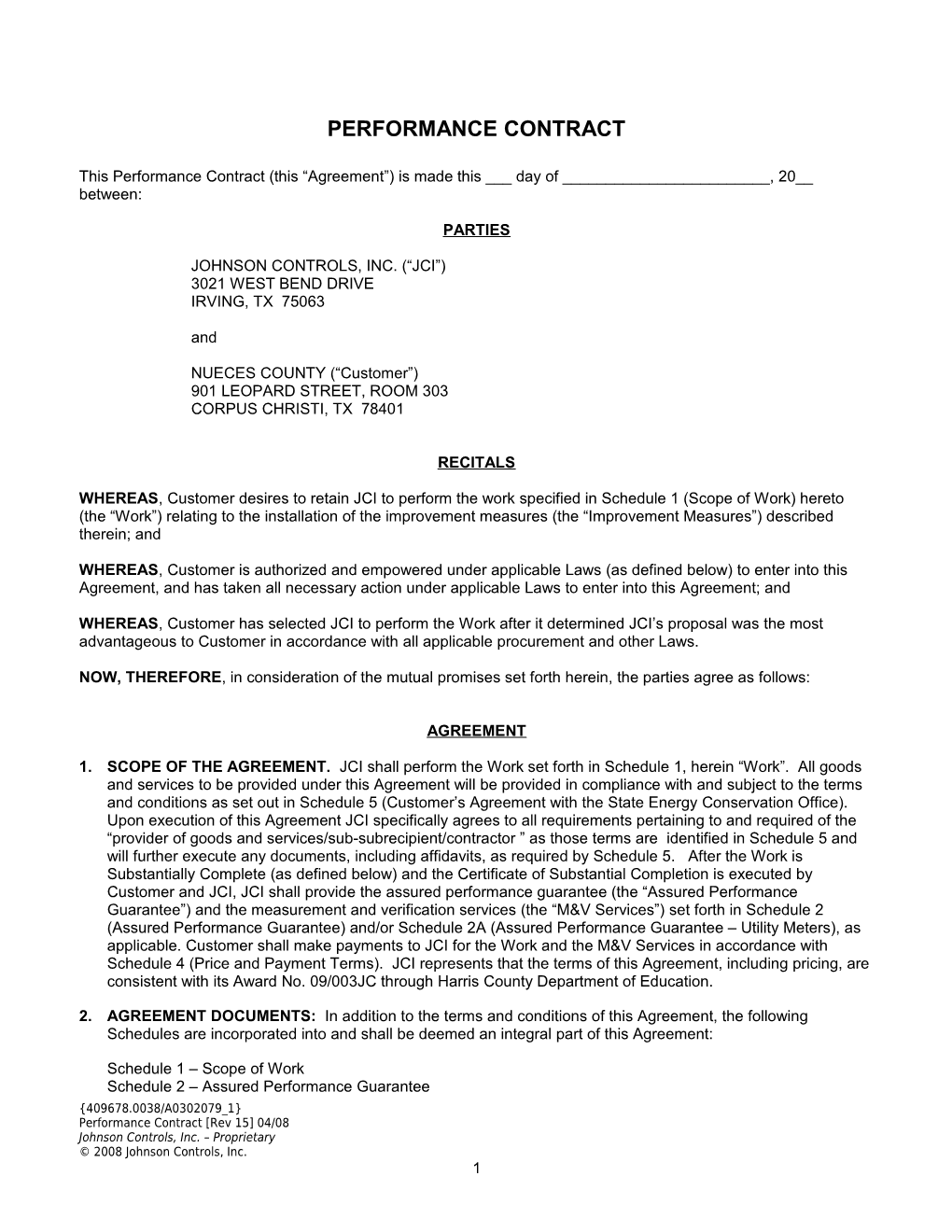 Neuces County Performance Contract (A0302079)