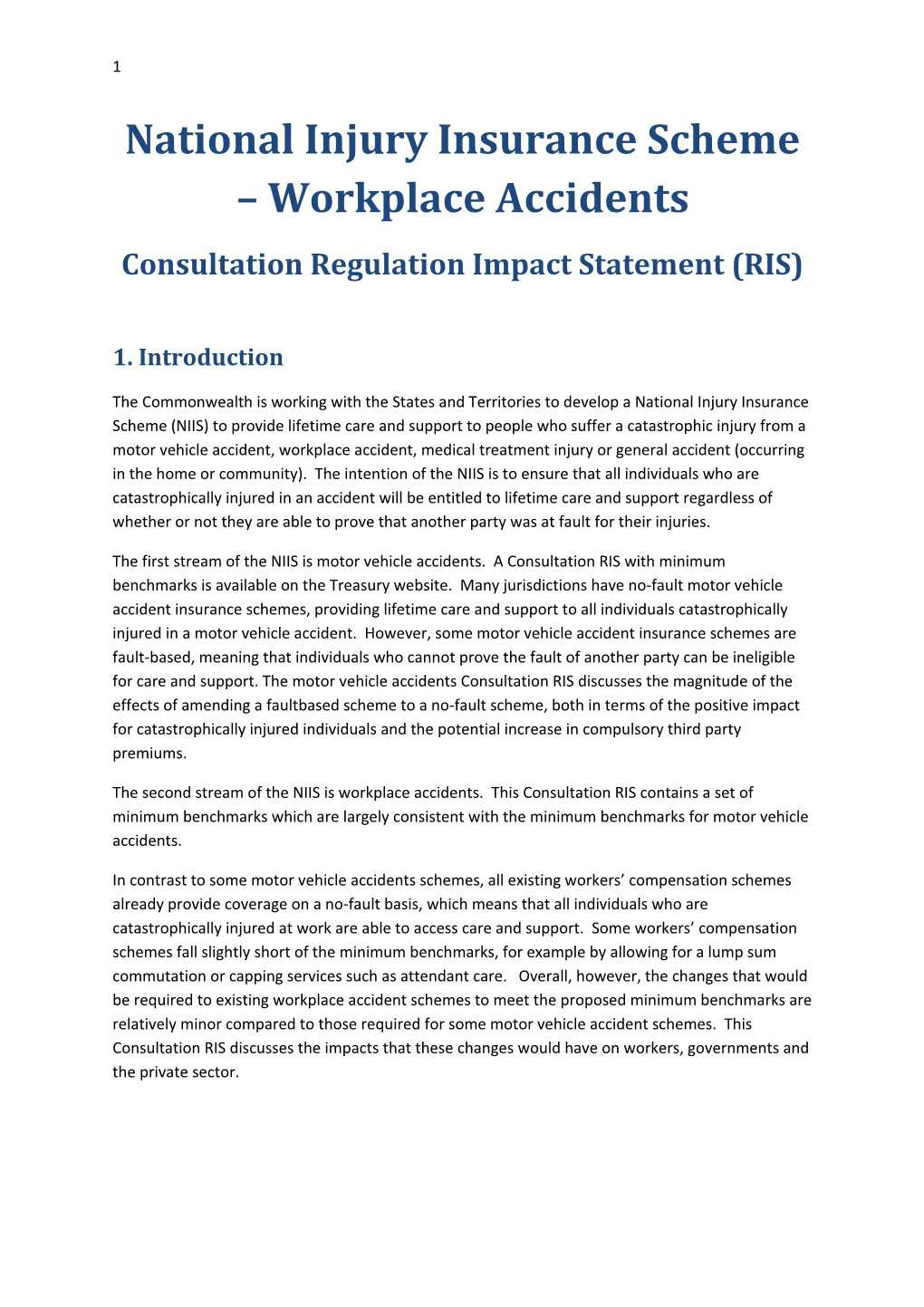 NIIS for Workplace Accidents RIS