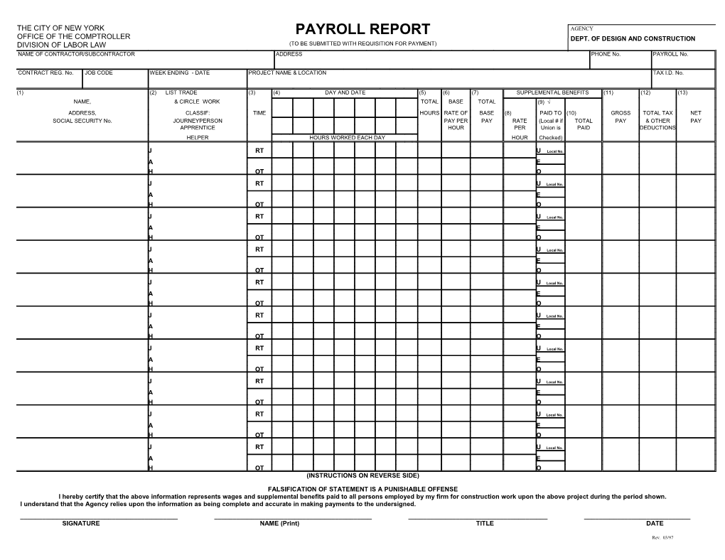 Contractor's/Subcontractor's Payroll Report (Page 1 of 2) s1