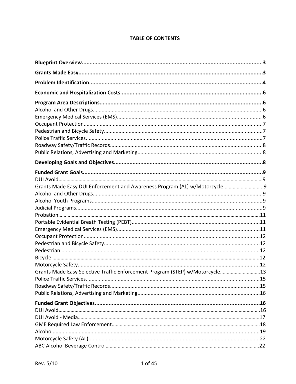 Blueprint for Traffic Safety